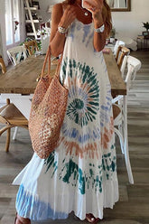 Ärmelloses Maxikleid mit Batikmuster